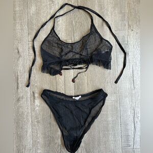 Savage X Fenty black mesh lingerie set